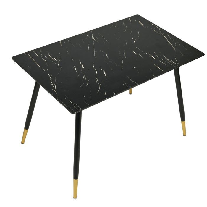 urban meuble table de salle à manger rectangulaire effet marbre noir de style scandinave